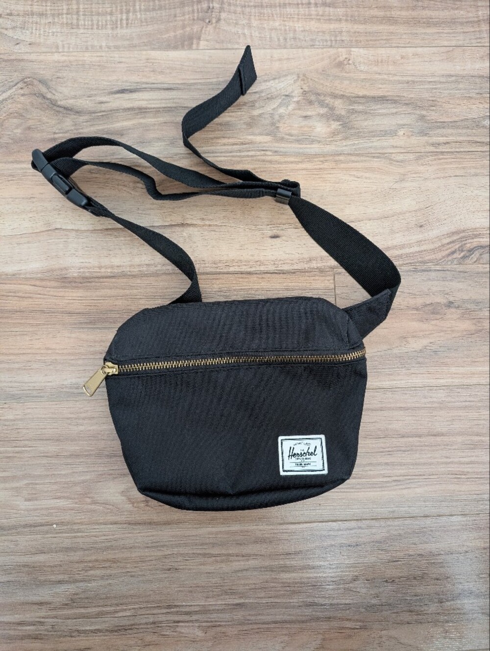 Herschel Black Crossbody with Gold Zipper